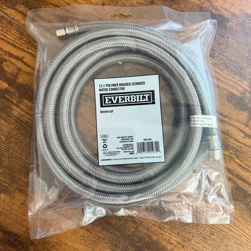 Everbilt Icemaker Water Connector 12 ft‎ Polymer Braided Universal